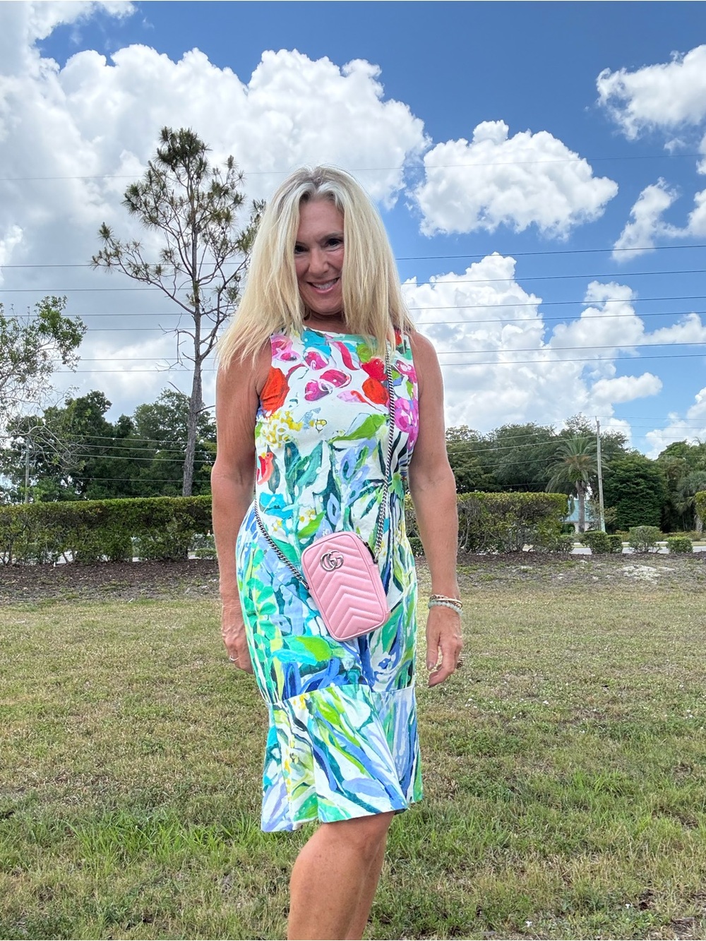 Designer Wearable Art Colorful Floral Midi Dress